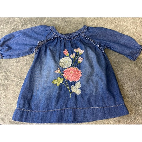 Mimi & Maggie Tranquil Garden Mariposa Denim Dress Baby Girl 3-6 Months - Picture 6 of 12